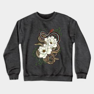 Garter Snakes with White Peonies Crewneck Sweatshirt